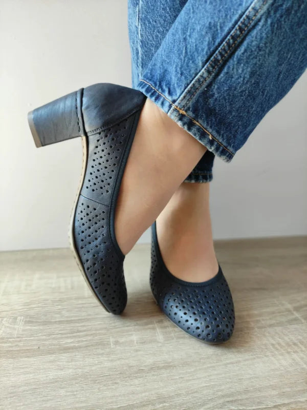 PANTOFI CASUAL PERFORATI DAMA RIEKER 41057-14 BLEUMARIN - imagine 3