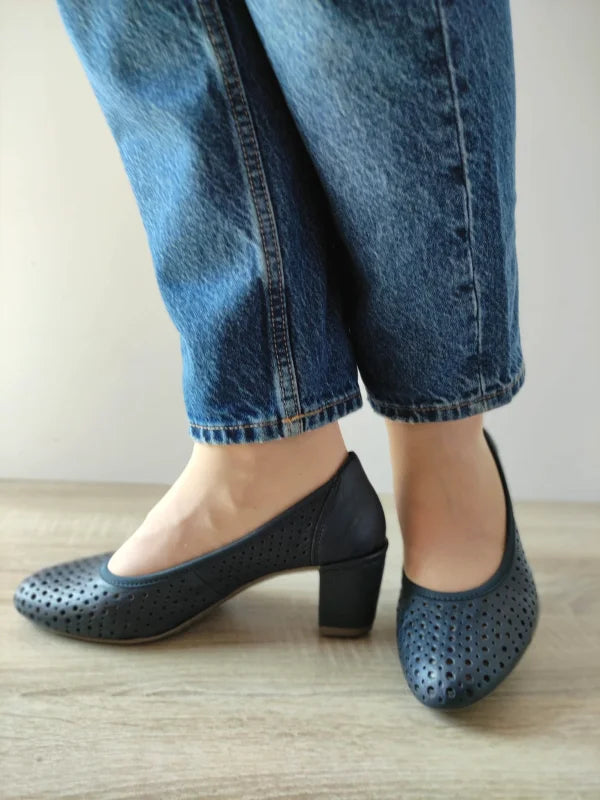 PANTOFI CASUAL PERFORATI DAMA RIEKER 41057-14 BLEUMARIN - imagine 4
