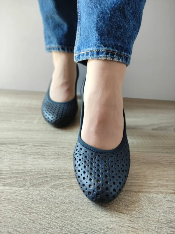 PANTOFI CASUAL PERFORATI DAMA RIEKER 41057-14 BLEUMARIN - imagine 5