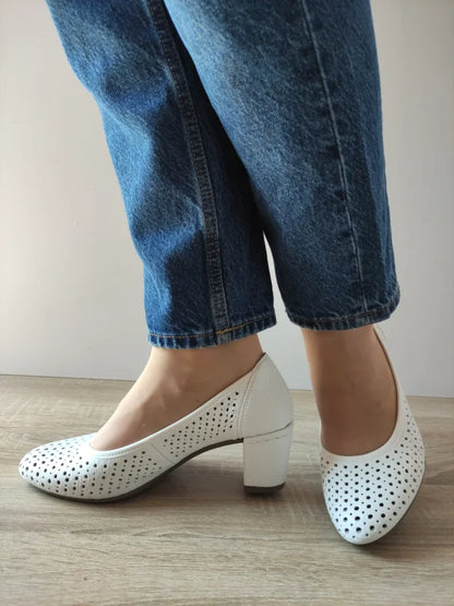 PANTOFI CASUAL PERFORATI DAMA RIEKER 41057-80 ALBI