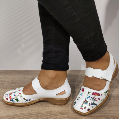 PANTOFI CASUAL PERFORATI DAMA RIEKER 41369-80 ALBI