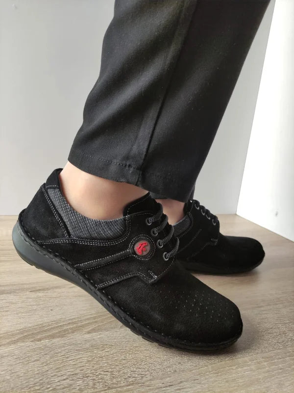 PANTOFI CASUAL PERFORATI BARBATI OTTER 9560 L2-2 NEGRI VELUR