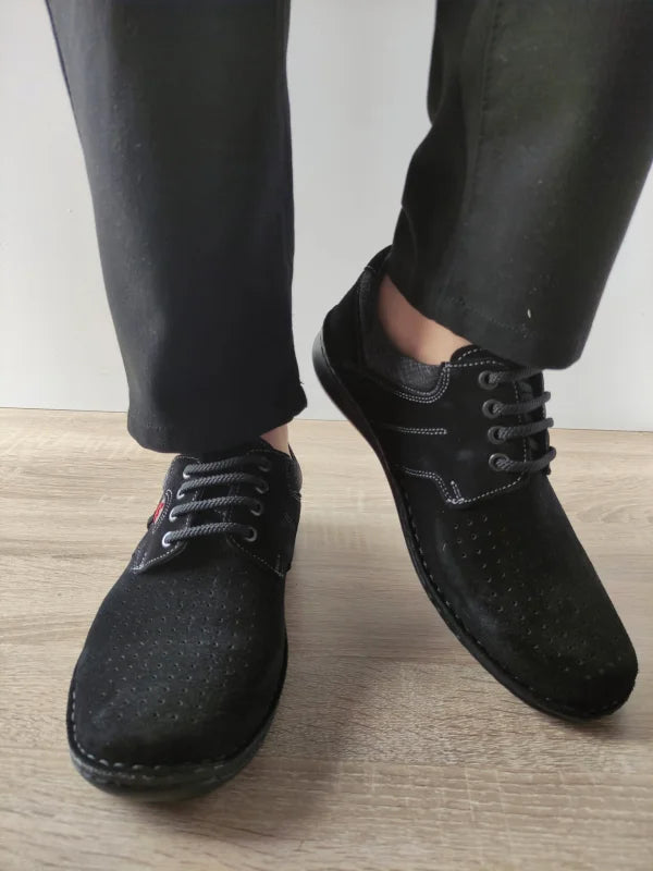 PANTOFI CASUAL PERFORATI BARBATI OTTER 9560 L2-2 NEGRI VELUR