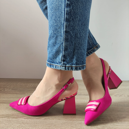 PANTOFI ELEGANȚI DECUPATI DAMA EPICA 11166-404-665 81-2 FUXIA VELUR