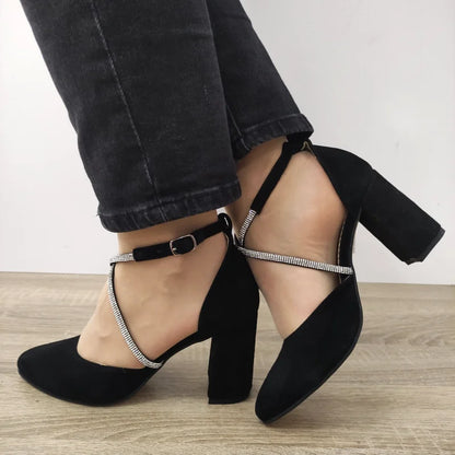 PANTOFI DECUPATI ELEGANTI DAMA PERLLA 3671-3 NEGRI VELUR