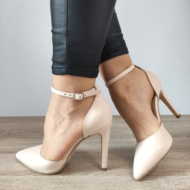 PANTOFI DECUPATI ELEGANTI DAMA PERLLA 5158-1 ROZ NUDE - imagine 2