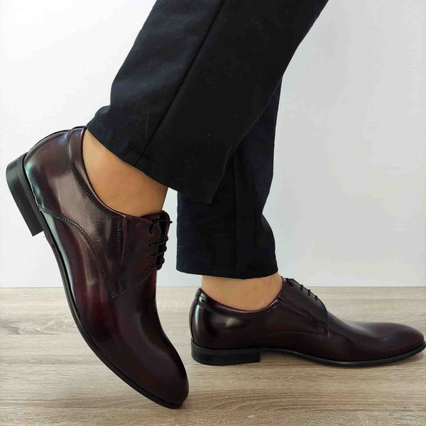 PANTOFI ELEGANTI BARBATI CONHPOL 2136-0823 BORDO FLORANTIC - imagine 3