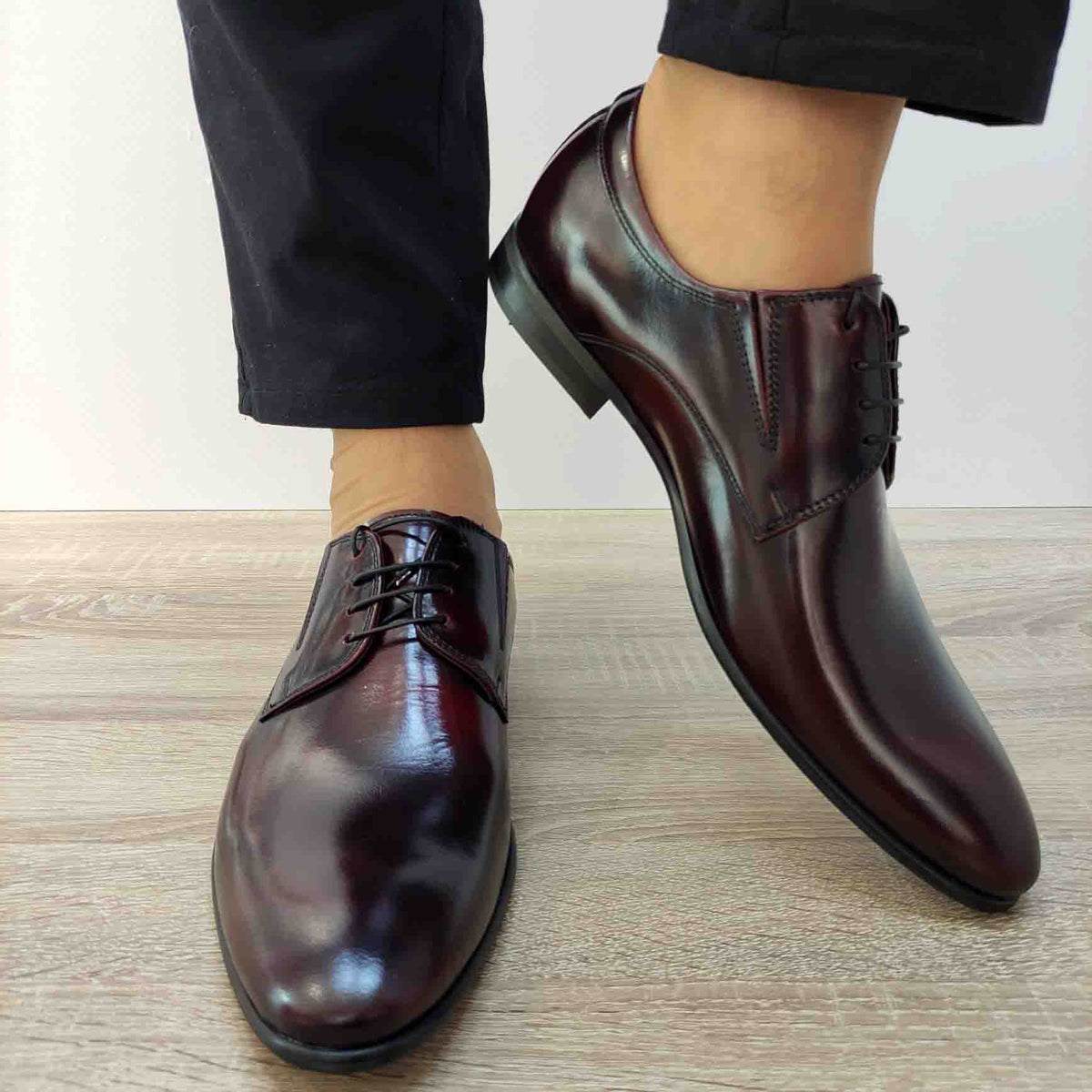 PANTOFI ELEGANTI BARBATI CONHPOL 2136-0823 BORDO FLORANTIC - imagine 4