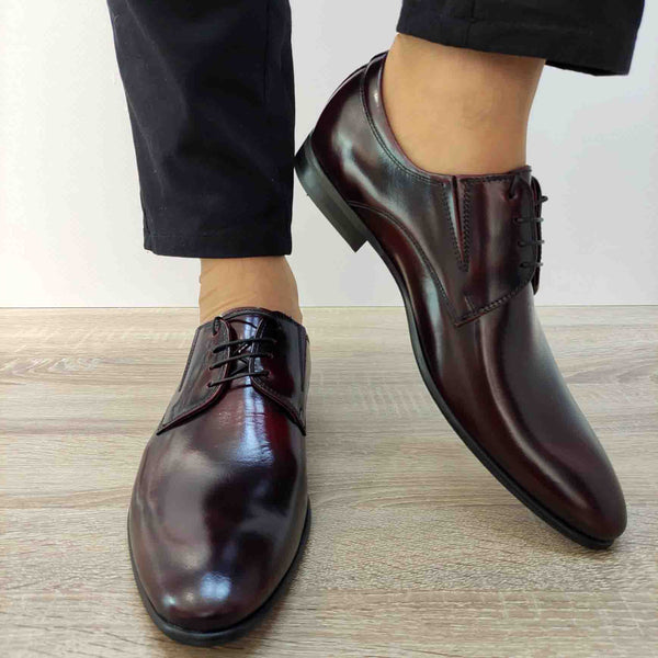 PANTOFI ELEGANTI BARBATI CONHPOL 2136-0823 BORDO FLORANTIC - imagine 4