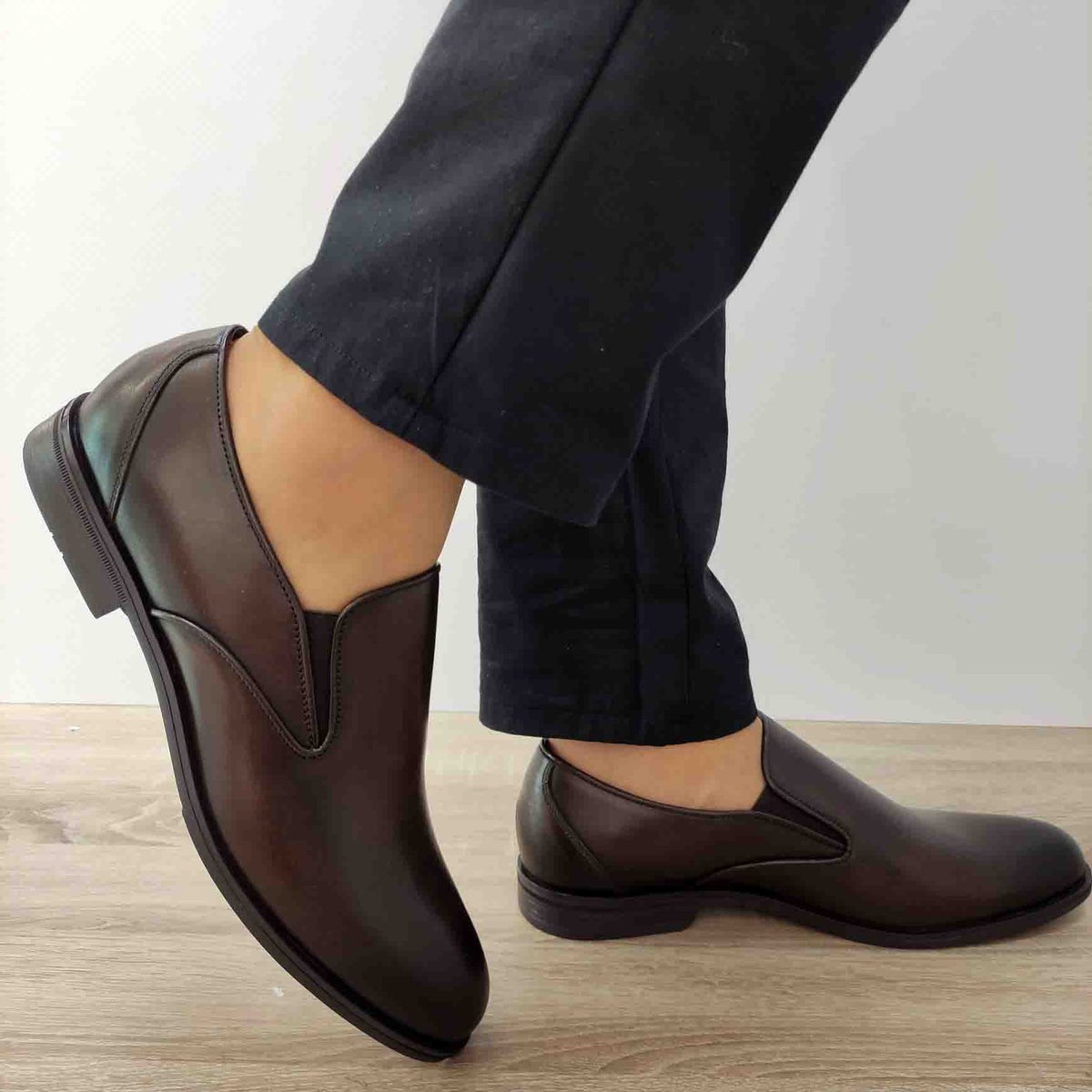 PANTOFI ELEGANTI BARBATI CONHPOL 8172-1637 MARO INCHIS - imagine 2