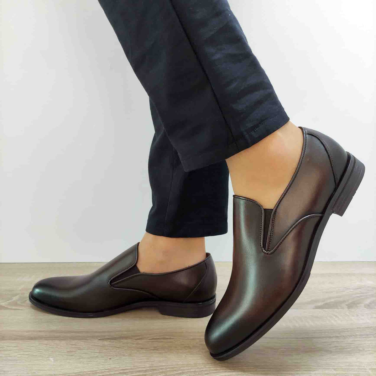 PANTOFI ELEGANTI BARBATI CONHPOL 8172-1637 MARO INCHIS - imagine 5