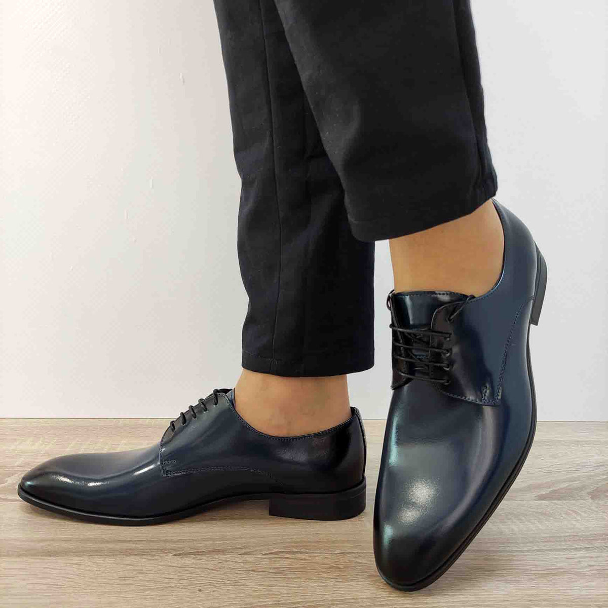 PANTOFI ELEGANTI BARBATI CONHPOL 8520-1287-00S01 ALBASTRI - imagine 2