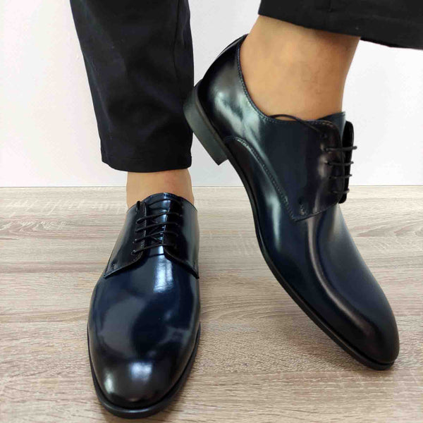 PANTOFI ELEGANTI BARBATI CONHPOL 8520-1287-00S01 ALBASTRI - imagine 3