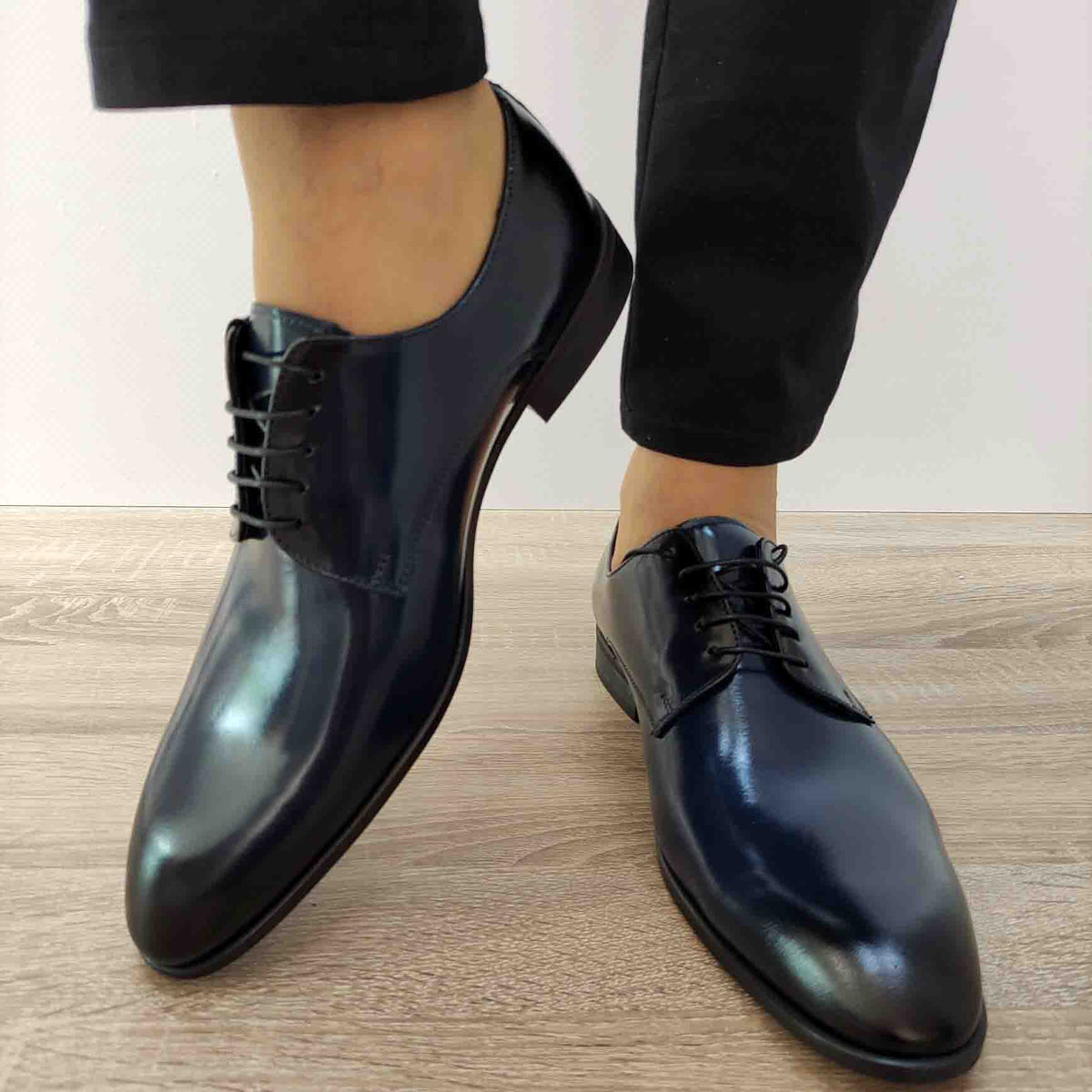 PANTOFI ELEGANTI BARBATI CONHPOL 8520-1287-00S01 ALBASTRI - imagine 5