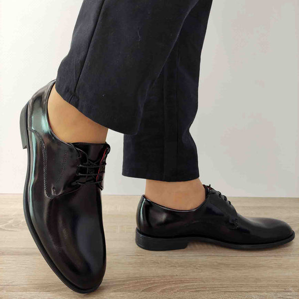 PANTOFI ELEGANTI BARBATI CONHPOL 9345-0013-00S09 NEGRI LACUIT - imagine 3
