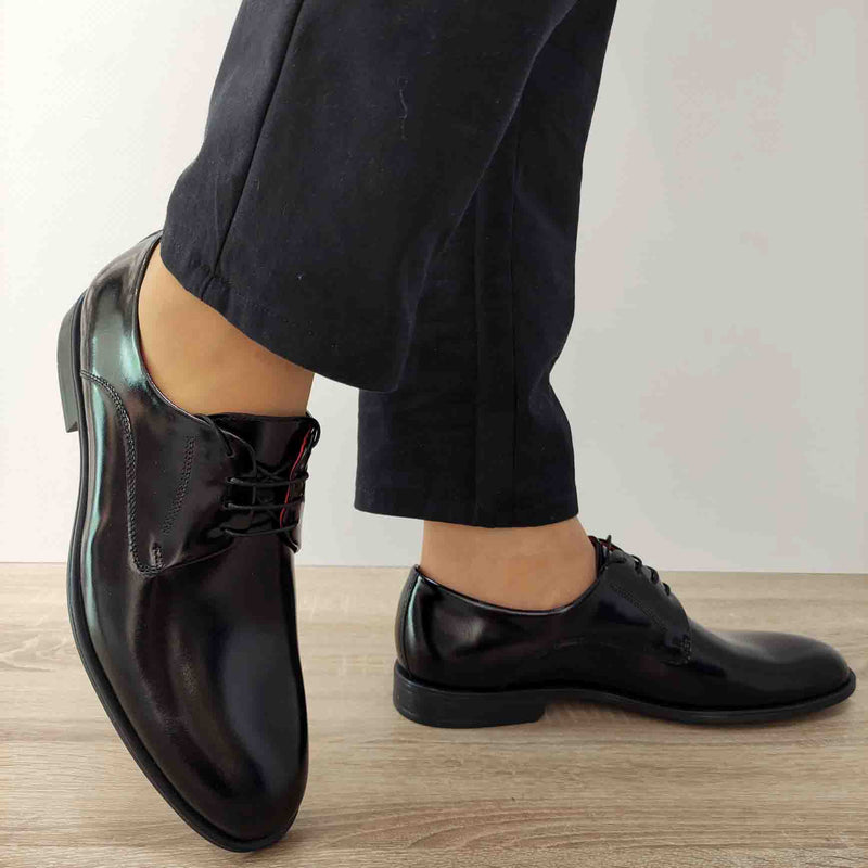 PANTOFI ELEGANTI BARBATI CONHPOL 9345-0013-00S09 NEGRI LACUIT - imagine 3