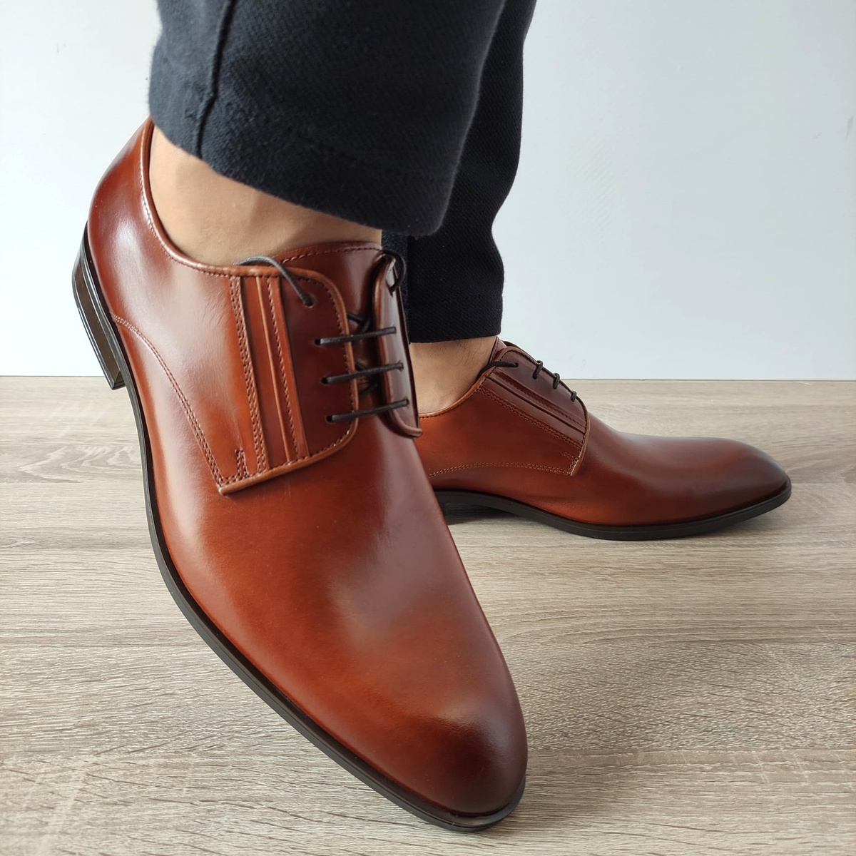 PANTOFI ELEGANTI BARBATI CONHPOL A140-1946 MARO CONIAC - imagine 3