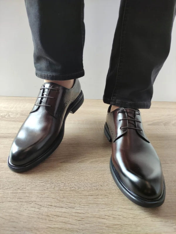 PANTOFI ELEGANTI BARBATI ELDEMAS FKH9611 COFFEE - imagine 3