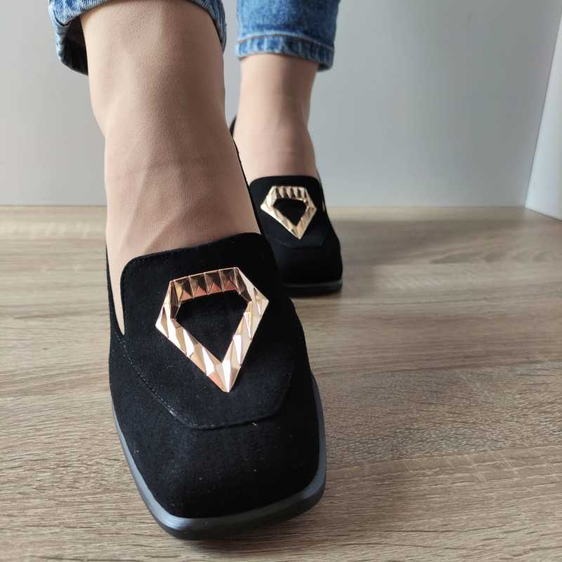PANTOFI ELEGANTI DAMA AGA 9572 19 NEGRI VELUR - imagine 5