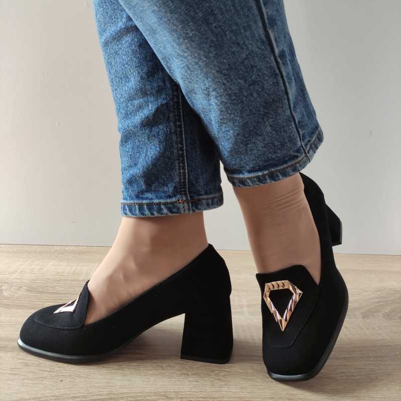 PANTOFI ELEGANTI DAMA AGA 9572 19 NEGRI VELUR - imagine 4