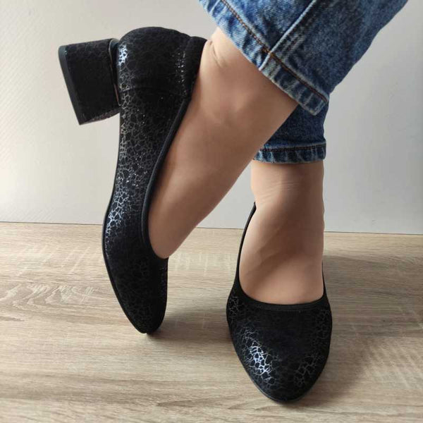 PANTOFI ELEGANTI DAMA AGA E1640 3004 NEGRI IMPRIMATI - imagine 3