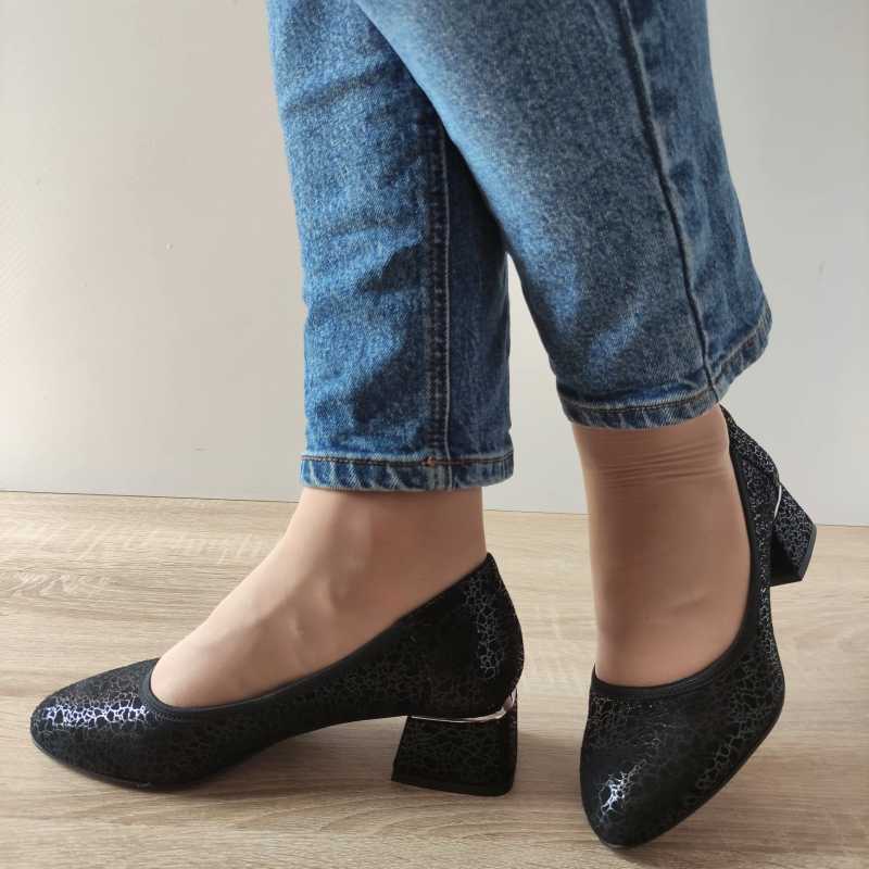 PANTOFI ELEGANTI DAMA AGA E1640 3004 NEGRI IMPRIMATI