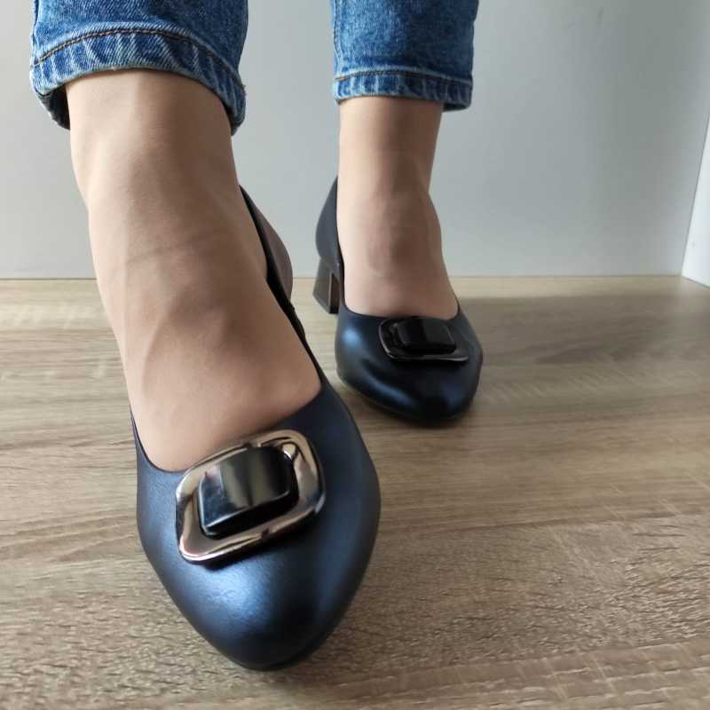 PANTOFI ELEGANTI DAMA AGA E1650.3088 ALBASTRI METALIC - imagine 5