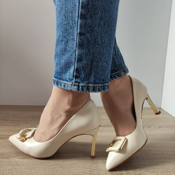 PANTOFI ELEGANTI DAMA FEELING S2444 BEJ IVOIRE - imagine 5