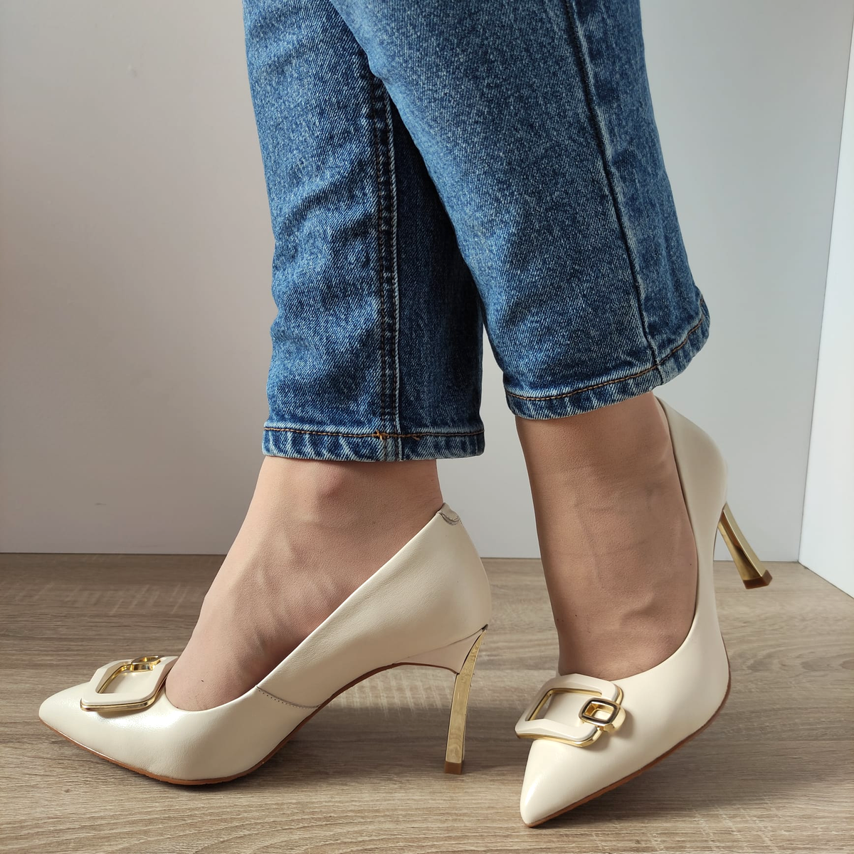 PANTOFI ELEGANTI DAMA FEELING S2444 BEJ IVOIRE - imagine 2