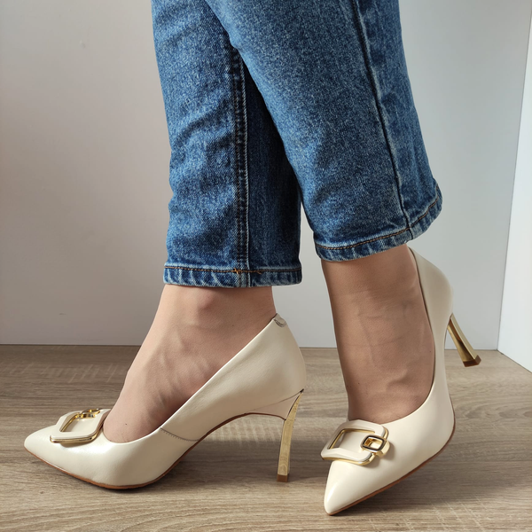 PANTOFI ELEGANTI DAMA FEELING S2444 BEJ IVOIRE - imagine 2