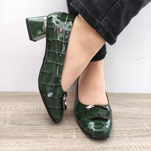 PANTOFI ELEGANTI DAMA FORMAZIONE 0059-15 LACUITI VERDE CROCO - imagine 4