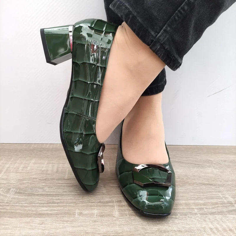 PANTOFI ELEGANTI DAMA FORMAZIONE 0059-15 LACUITI VERDE CROCO - imagine 4