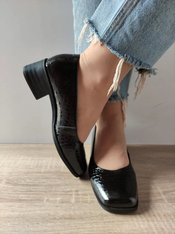 PANTOFI ELEGANTI DAMA FORMAZIONE 1355-13 NEGRI CROCO - imagine 4