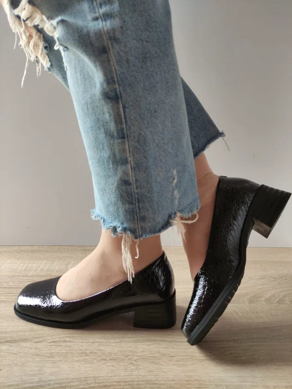 PANTOFI ELEGANTI DAMA FORMAZIONE 1355-13 NEGRI CROCO - imagine 2