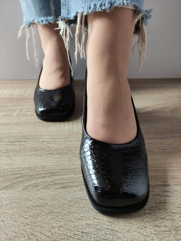 PANTOFI ELEGANTI DAMA FORMAZIONE 1355-13 NEGRI CROCO - imagine 3