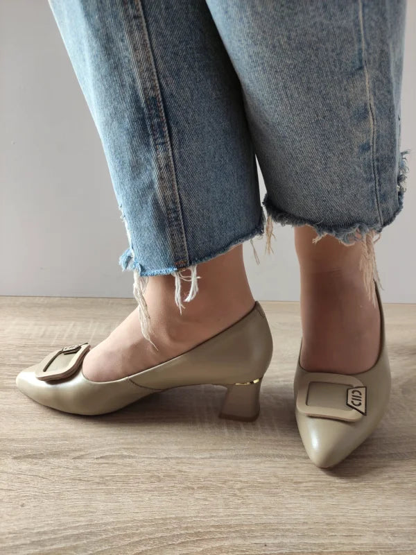 PANTOFI ELEGANTI DAMA FORMAZIONE 855-11 KHAKI (BEJ) - imagine 5