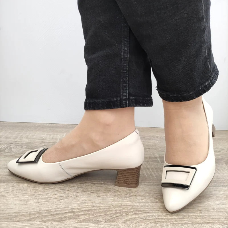 PANTOFI ELEGANTI DAMA FORMAZIONE 91158-10 CREM - imagine 2