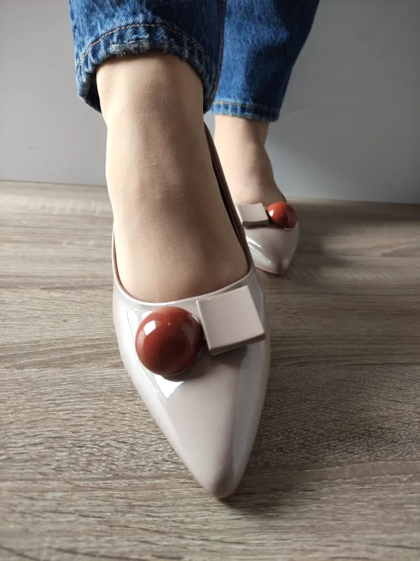 PANTOFI ELEGANTI DAMA PASS 460002C 03-L BEJ NUDE LAC - imagine 3