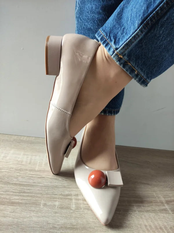 PANTOFI ELEGANTI DAMA PASS 460002C 03-L BEJ NUDE LAC - imagine 4