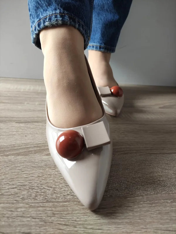 PANTOFI ELEGANTI DAMA PASS 460002C 03-L BEJ NUDE LAC - imagine 5
