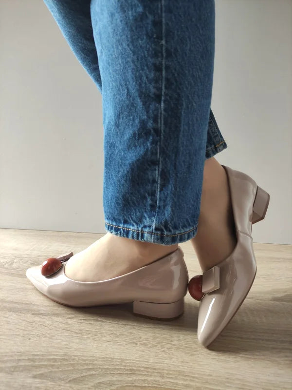 PANTOFI ELEGANTI DAMA PASS 460002C 03-L BEJ NUDE LAC - imagine 6