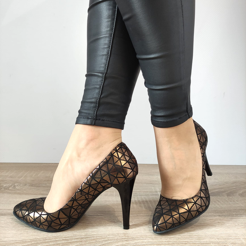 PANTOFI ELEGANTI DAMA PERLLA 19-19 NEGRI + BRONZ - imagine 3