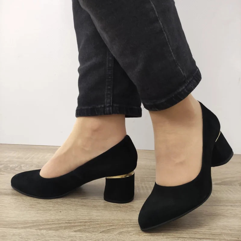PANTOFI ELEGANTI DAMA PERLLA 3461-6 NEGRI VELUR - imagine 3