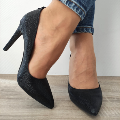 PANTOFI ELEGANTI DAMA PERLLA 374-47 NEGRU EFFECT