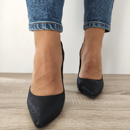 PANTOFI ELEGANTI DAMA PERLLA 374-47 NEGRU EFFECT