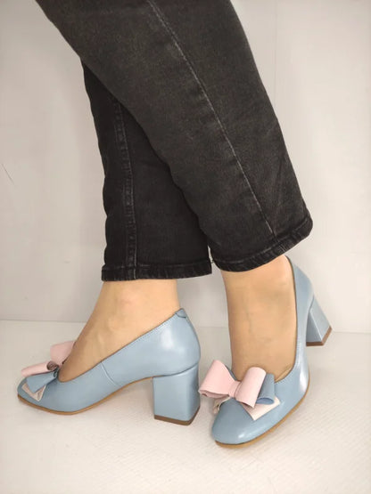 PANTOFI ELEGANTI DAMA RICO 148 BLEU CU ROZ