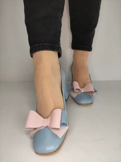 PANTOFI ELEGANTI DAMA RICO 148 BLEU CU ROZ