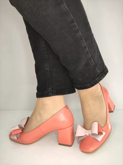 PANTOFI ELEGANTI DAMA RICO 148 CORAL CU ROZ