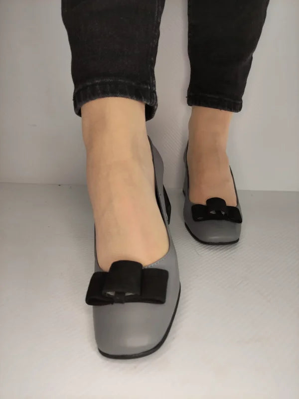 PANTOFI ELEGANTI DAMA RICO 148 GRI CU NEGRU - imagine 4