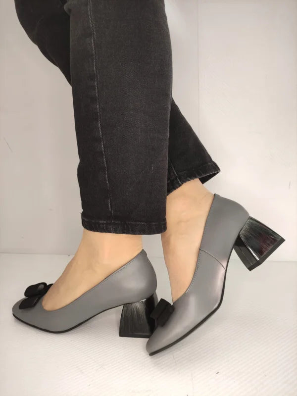 PANTOFI ELEGANTI DAMA RICO 148 GRI CU NEGRU - imagine 5